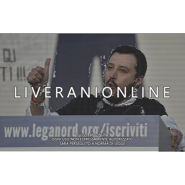 ROMA 28-02-2015 MANIFESTAZIONE DELLA LEGA NORD CONTRO RENZI A CASA ORGANIZZATA DA MATTEO SALVINI NELLA FOTO: MATTEO SALVINI FOTO FABRIZIO CORRADETTI-AG ALDO LIVERANI SAS