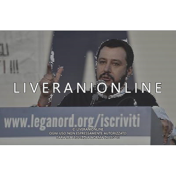 ROMA 28-02-2015 MANIFESTAZIONE DELLA LEGA NORD CONTRO RENZI A CASA ORGANIZZATA DA MATTEO SALVINI NELLA FOTO: MATTEO SALVINI FOTO FABRIZIO CORRADETTI-AG ALDO LIVERANI SAS