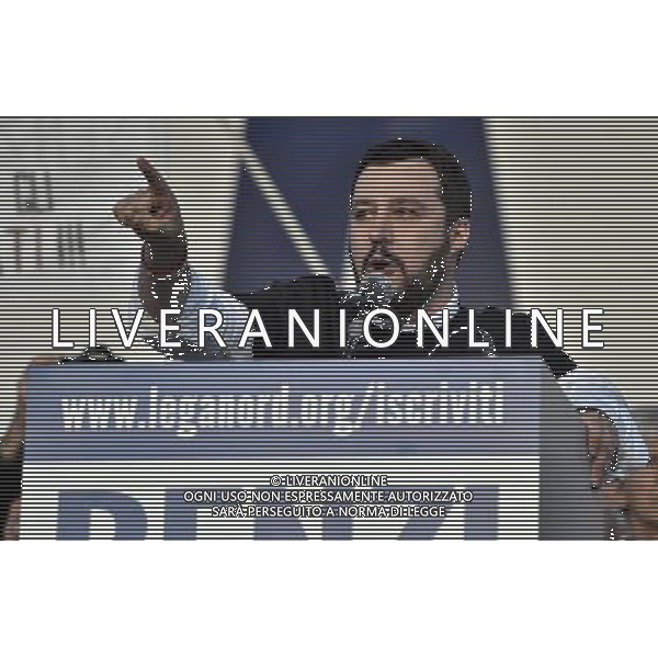 ROMA 28-02-2015 MANIFESTAZIONE DELLA LEGA NORD CONTRO RENZI A CASA ORGANIZZATA DA MATTEO SALVINI NELLA FOTO: MATTEO SALVINI FOTO FABRIZIO CORRADETTI-AG ALDO LIVERANI SAS
