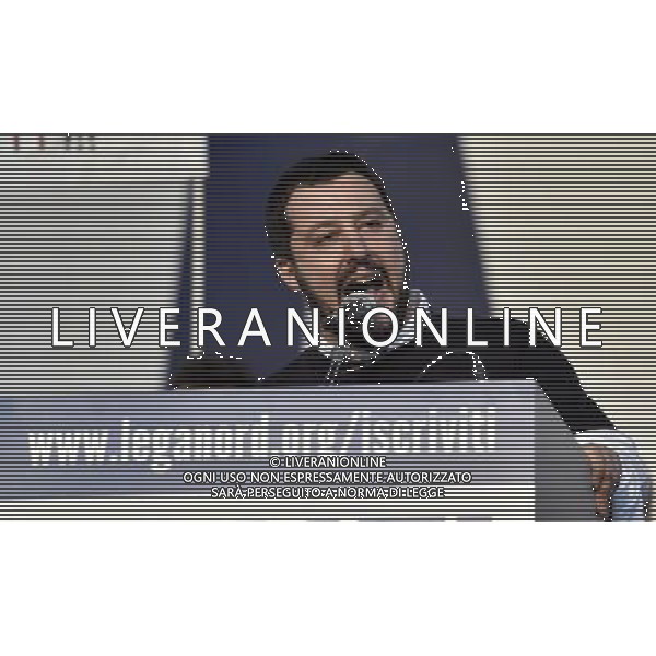ROMA 28-02-2015 MANIFESTAZIONE DELLA LEGA NORD CONTRO RENZI A CASA ORGANIZZATA DA MATTEO SALVINI NELLA FOTO: MATTEO SALVINI FOTO FABRIZIO CORRADETTI-AG ALDO LIVERANI SAS