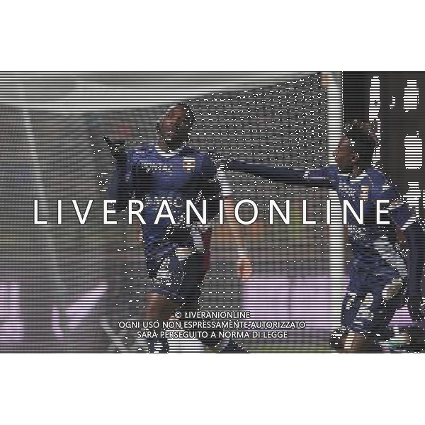 Joie Evian - Gilles SUNU / Adrien THOMASSON - 28.02.2015 - Metz / Evian Thonon - 27eme journee de Ligue 1 Photo : Fred Marvaux / Icon Sport AG ALDO LIVERANI SAS ONLY ITALY