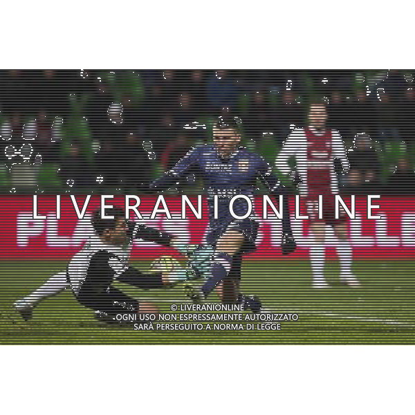 Johann CARRASSO / Mathieu DUHAMEL - 28.02.2015 - Metz / Evian Thonon - 27eme journee de Ligue 1 Photo : Fred Marvaux / Icon Sport AG ALDO LIVERANI SAS ONLY ITALY