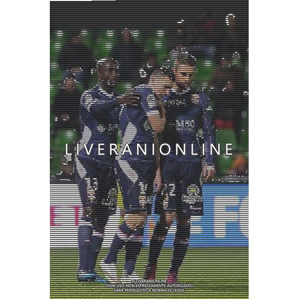Dany achille NOUNKEU TCHOUNKEU / Mathieu DUHAMEL / Cedric CAMBON - 28.02.2015 - Metz / Evian Thonon - 27eme journee de Ligue 1 Photo : Fred Marvaux / Icon Sport /Agenzia Aldo Liverani sas - ITALY ONLY - EDITORIAL USE ONLY