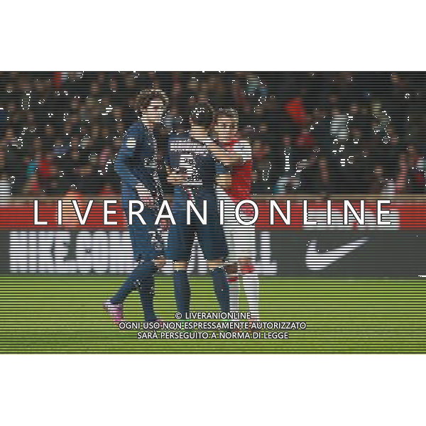 Adrien RABIOT / MARQUINHOS / Matheus CARVALHO - 01.02.2015 - Monaco / Paris Saint Germain - 27eme journee de Ligue 1 - Photo : Serge Haouzi / Icon Sport AG ALDO LIVERANI SAS ONLY ITALY