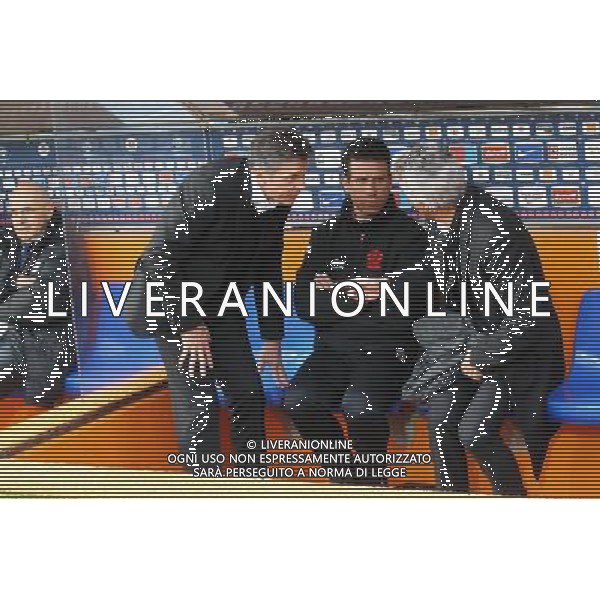 Claude Puel / Jean Pierre Rivere - 01.03.2015 - Montpellier / Nice - 27eme journee de Ligue 1 - Photo : Andre Delon / Icon Sport AG ALDO LIVERANI SAS ONLY ITALY