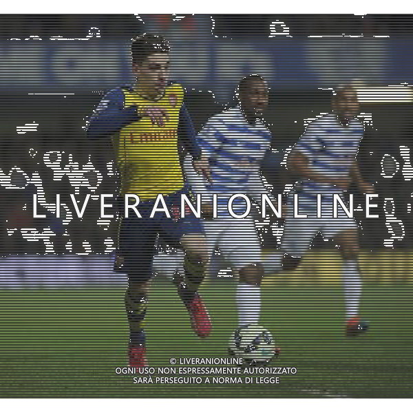 Arsenal\'s Hector Bellerin in action during todays match Photographer Ashley Western/CameraSport Football - Barclays Premiership - Queens Park Rangers v Arsenal - Wednesday 4th March 2015 - Loftus Road - London © CameraSport - 43 Linden Ave. Countesthorpe. Leicester. England. LE8 5PG - Tel: +44 (0) 116 277 4147 - admin@camerasport.com - www.camerasport.com /Agenzia Aldo Liverani sas - ITALY ONLY - EDITORIAL USE ONLY