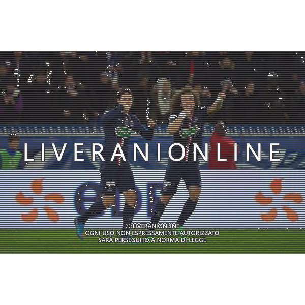 Joie Edinson CAVANI / David LUIZ - 04.03.2015 - PSG / Monaco - 1/4Finale Coupe de France Photo : WinterPress / Icon Sport /Agenzia Aldo Liverani Sas - ITALY ONLY - EDITORIAL USE ONLY