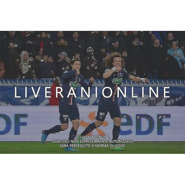 Joie Edinson CAVANI / David LUIZ - 04.03.2015 - PSG / Monaco - 1/4Finale Coupe de France Photo : WinterPress / Icon Sport /Agenzia Aldo Liverani Sas - ITALY ONLY - EDITORIAL USE ONLY
