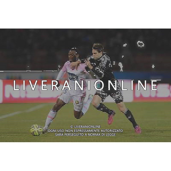 Gilles SUNU / Vincent LE GOFF - 04.03.2015 - Evian Thonon / Lorient - Match en retard de la 26eme journee de Ligue 1 Photo : Jean Paul Thomas / Icon Sport /Agenzia Aldo Liverani sas - ITALY ONLY - EDITORIAL USE ONLY