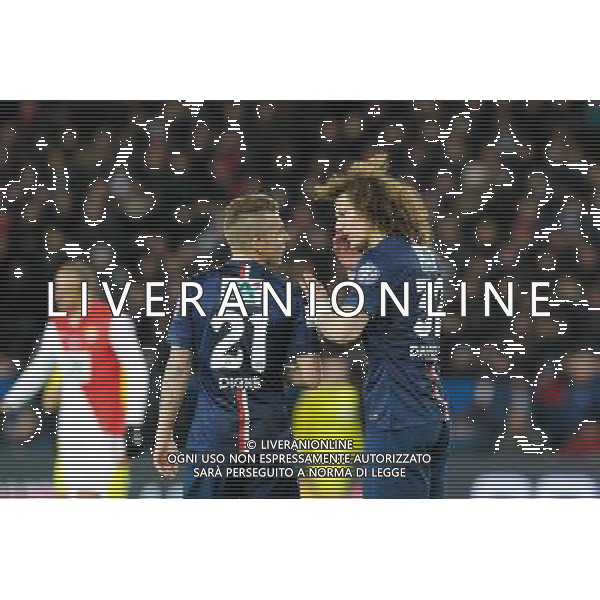Lucas Digne / David Luiz - 04.03.2015 - PSG / Monaco - 1/4Finale Coupe de France Photo : Andre Ferreira / Icon Sport /Agenzia Aldo Liverani sas - ITALY ONLY - EDITORIAL USE ONLY