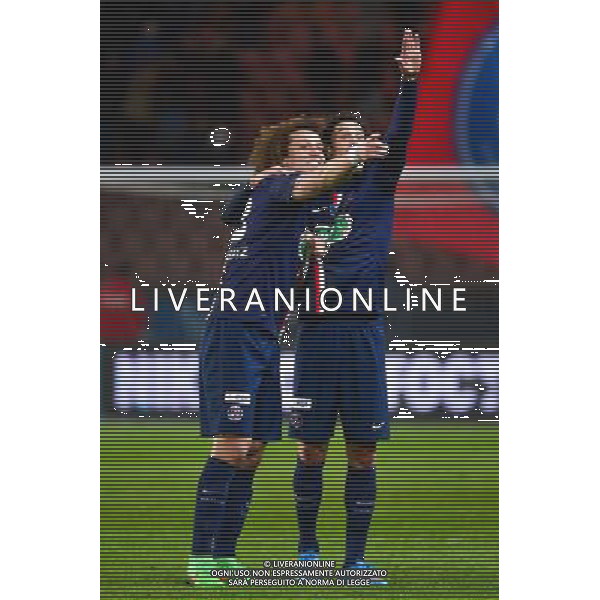 David LUIZ / Edinson CAVANI - 04.03.2015 - PSG / Monaco - 1/4Finale Coupe de France Photo : Winter Press / Icon Sport /Agenzia Aldo Liverani sas - ITALY ONLY - EDITORIAL USE ONLY