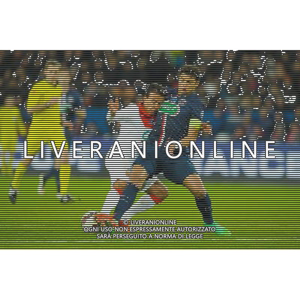 Thiago Silva / Matheus Carvalho - 04.03.2015 - PSG / Monaco - 1/4Finale Coupe de France Photo : Andre Ferreira / Icon Sport /Agenzia Aldo Liverani sas - ITALY ONLY - EDITORIAL USE ONLY