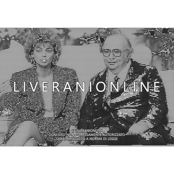 ENRICA BONACCORTI CONDUTTRICE TELEVISIVA CON GIOVANNI SPADOLINI NEL 1986 - RETROSPETTIVA ©ARCHIVIO AGENZIA ALDO LIVERANI SAS