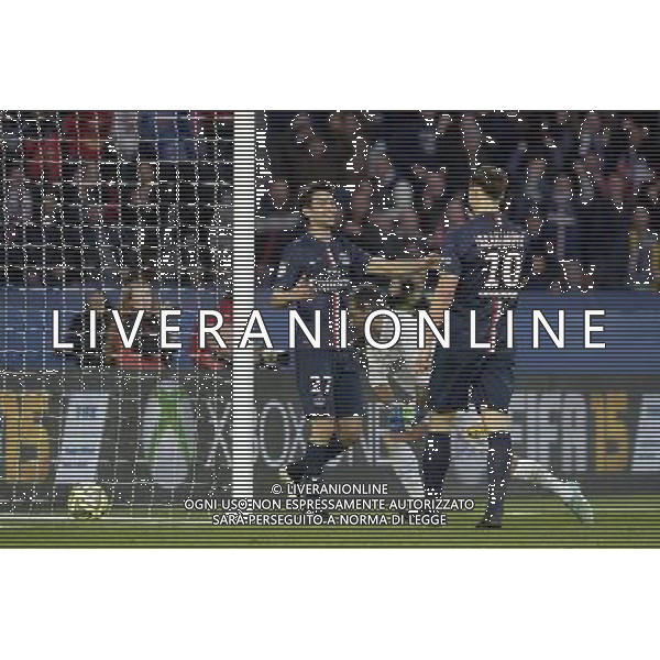 Javier PASTORE / Zlatan IBRAHIMOVIC - 07.03.2015 - PSG / Lens - 28eme journee de Ligue 1 Photo : Andre Ferreira / Icon Sport /Agenzia Aldo Liverani sas - ITALY ONLY - EDITORIAL USE ONLY