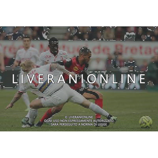 Sylvain MARVEAUX / Simon KJAER - 08.03.2015 - Guingamp / Lille - 28eme journee de Ligue 1 Photo : Vincent Michel / Icon Sport AG ALDOL IVERANI SAS ONLY ITALY