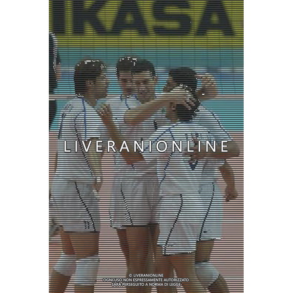 Verona 29/06/2003 World League 2003 Italia - Germania Volley nella fotoMASTRANGELO LUIGI,ZLATANOV HRISTO, PAPI SAMUELE foto Paola Garbuio/Agenzia Aldo Liverani