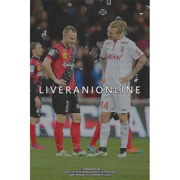 Lars JACOBSEN / Simon KJAER - 08.03.2015 - Guingamp / Lille - 28eme journee de Ligue 1 Photo : Vincent Michel / Icon Sport AG ALDO LIVERANI SAS ONLY ITALY