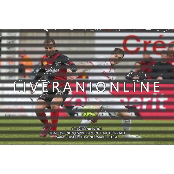 Reynald LEMAITRE / Nolan ROUX - 08.03.2015 - Guingamp / Lille - 28eme journee de Ligue 1 Photo : Vincent Michel / Icon Sport AG ALDO LIVERANI SAS ONLY ITALY