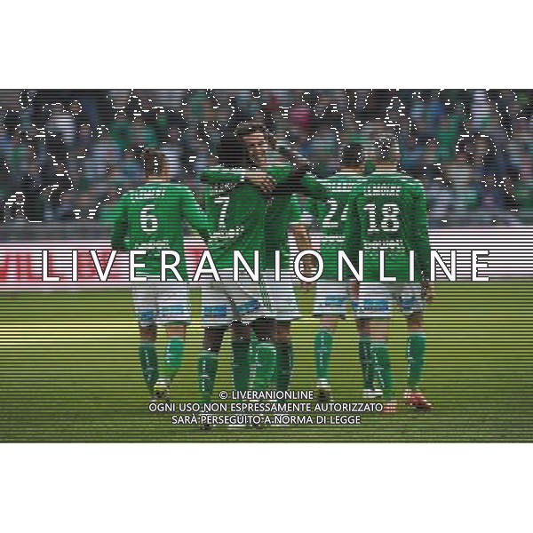 Joie Max Alain GRADEL / Benjamin CORGNET - 08.03.2015 - Saint Etienne / Lorient - 28eme journee de Ligue 1 Photo : Jean Paul Thomas / Icon Sport AG ALDO LIVERANI SAS ONLY ITALY