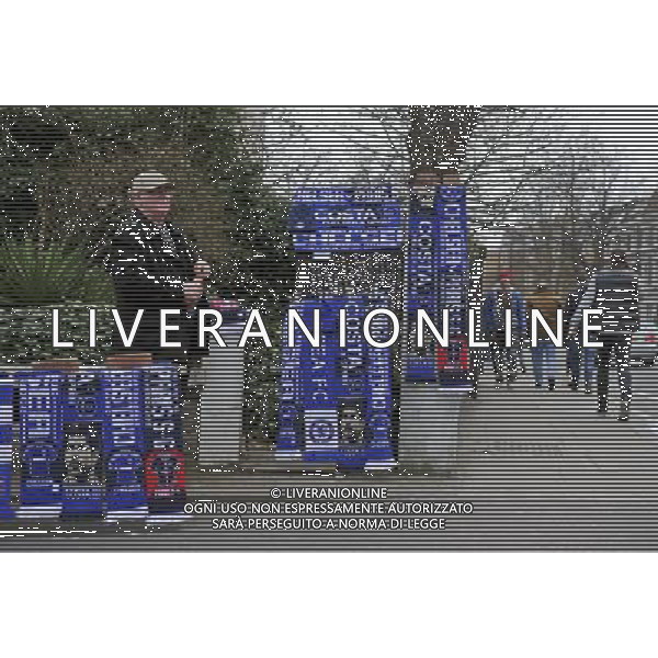 Merchandise on sale outside Stamford Bridge before the Chelsea v Paris Saint-Germain tie Photographer Ashley Western/CameraSport Football - UEFA Champions League Round of 16, Second Leg - Chelsea v Paris Saint-Germain - Wednesday 11th March 2015 - Stamford Bridge - London © CameraSport - 43 Linden Ave. Countesthorpe. Leicester. England. LE8 5PG - Tel: +44 (0) 116 277 4147 - admin@camerasport.com - www.camerasport.com AG ALDO LIVERANI SAS ONLY ITALY