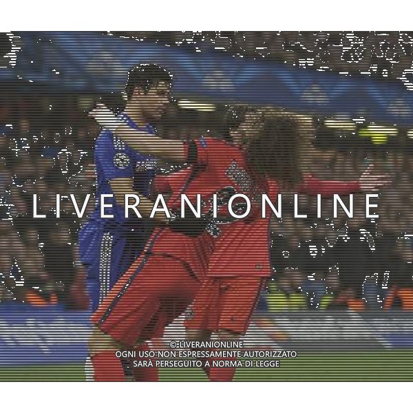 Paris Saint-Germain\'s David Luiz pretends Chelsea\'s Diego Costa has butted him Photographer Ashley Western/CameraSport Football - UEFA Champions League Round of 16, Second Leg - Chelsea v Paris Saint-Germain - Wednesday 11th March 2015 - Stamford Bridge - London © CameraSport - 43 Linden Ave. Countesthorpe. Leicester. England. LE8 5PG - Tel: +44 (0) 116 277 4147 - admin@camerasport.com - www.camerasport.com AG ALDO LIVERANI SAS ONLY ITALY
