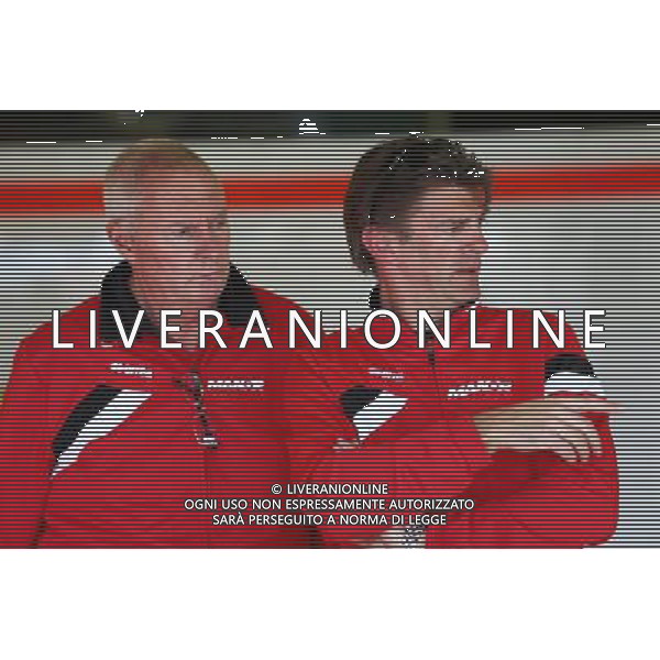(L to R): John Booth (GBR) Manor F1 Team Team Principal with Graeme Lowdon (GBR) Manor F1 Team Chief Executive Officer. 12.03.2015. Formula 1 World Championship, Rd 1, Australian Grand Prix, Albert Park, Melbourne, Australia, Preparation Day. AG ALDO LIVERANI SAS ONLY ITALY