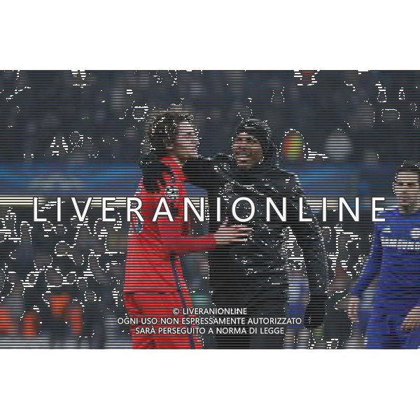 Joie PSG - Adrien RABIOT / Mike MAIGNAN - 11.03.2015 - Chelsea / Paris Saint Germain - 1/8Finale Champions League Photo : Johnny Fidelin / Icon Sport AG ALDO LIVERANI SAS ONLY ITALY