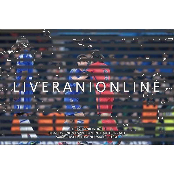 Altercation Cesc FABREGAS / Edinson CAVANI - 11.03.2015 - Chelsea / Paris Saint Germain - 1/8Finale Champions League Photo : Johnny Fidelin / Icon Sport AG ALDO LIVERANI SAS ONLY ITALY