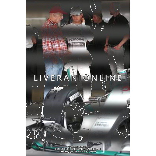 (L to R): Niki Lauda (AUT) Mercedes Non-Executive Chairman with Nico Rosberg (GER) Mercedes AMG F1. 14.03.2015. Formula 1 World Championship, Rd 1, Australian Grand Prix, Albert Park, Melbourne, Australia, Qualifying Day. AG ALDO LIVERANI SAS ONLY ITALY