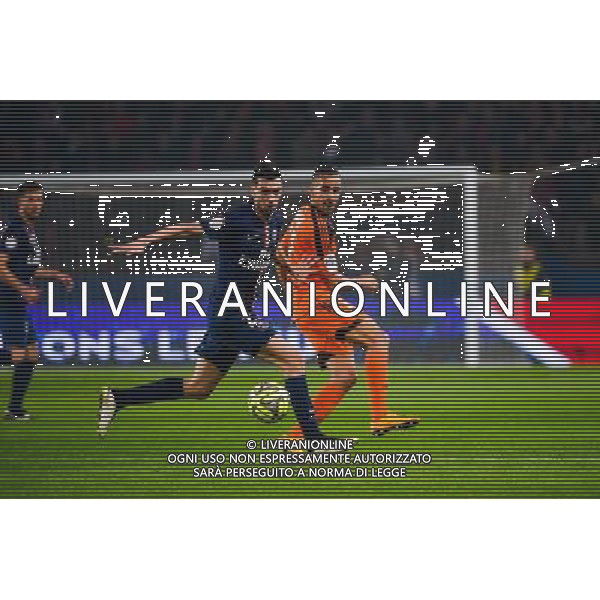 Walid MESLOUB / Javier PASTORE - 20.03.2015 - Paris Saint Germain / Lorient - 30e journee Ligue 1 Photo : Dave Winter / Icon Sport AG ALDO LIVERANI SAS ONLY ITALY
