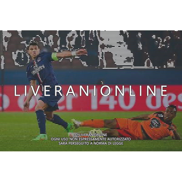 Thiago SILVA / Jordan AYEW - 20.03.2015 - Paris Saint Germain / Lorient - 30e journee Ligue 1 Photo : Dave Winter / Icon Sport AG ALDO LIVERANI SAS ONLY ITALY
