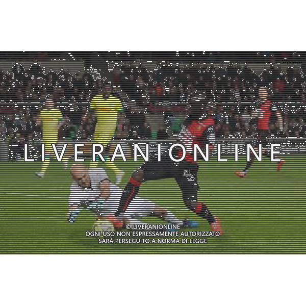 Cheik MBENGUE / Remy RIOU - 21.03.2015 - Rennes / Nantes - 30eme journee de Ligue 1 Photo : Vincent Michel / Icon Sport AG ALDO LIVERANI SAS ONLY ITALY