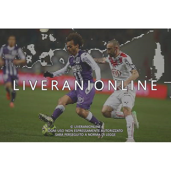 Martin Braithwaite / Diego Contento - 21.03.2015 - Toulouse / Bordeaux - 30eme journee de Ligue 1 Photo : Manuel Blondeau / Icon Sport AG ALDO LIVERANI SAS ONLY ITALY