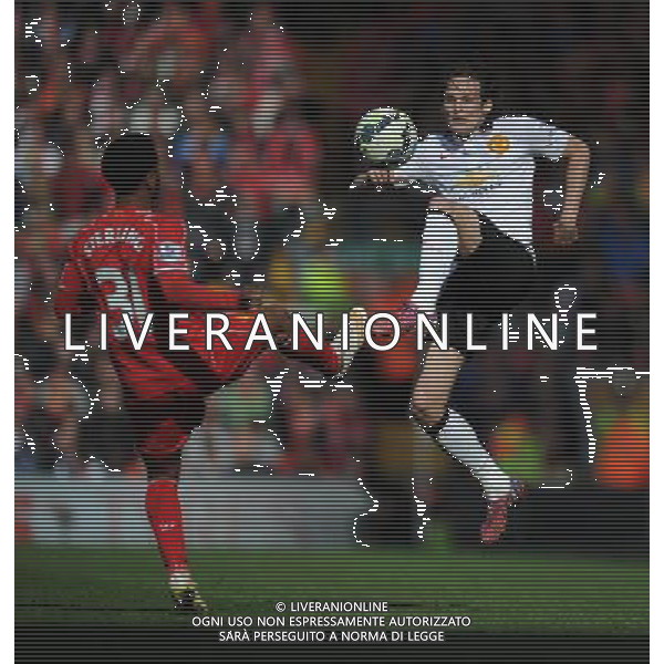 Manchester United\'s Daley Blind and Liverpool\'s Raheem Sterling Photographer Kevin Barnes/CameraSport Football - Barclays Premiership - Liverpool v Manchester United - Sunday 22nd March - Anfield - Liverpool © CameraSport - 43 Linden Ave. Countesthorpe. Leicester. England. LE8 5PG - Tel: +44 (0) 116 277 4147 - admin@camerasport.com - www.camerasport.com /Agenzia Aldo Liverani sas - ITALY ONLY - EDITORIAL USE ONLY