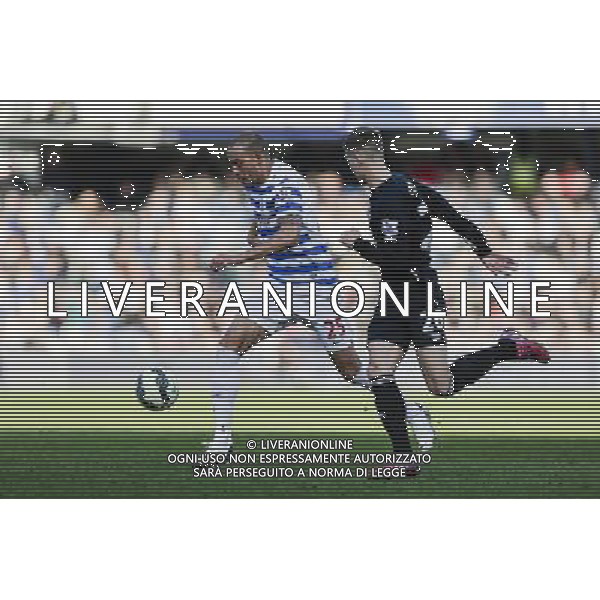 Queens Park Rangers\' Bobby Zamora takes on Everton\'s John Stones Photographer Craig Mercer/CameraSport Football - Barclays Premiership - Queens Park Rangers v Everton - Sunday 22nd March - Loftus Road - London © CameraSport - 43 Linden Ave. Countesthorpe. Leicester. England. LE8 5PG - Tel: +44 (0) 116 277 4147 - admin@camerasport.com - www.camerasport.com AG ALDO LIVERANI SAS ONLY ITALY