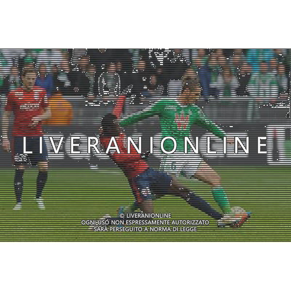 Adama TRAORE / Jeremy CLEMENT - 22.03.2015 - Saint Etienne / Lille - 30eme journee de Ligue 1 Photo : Jean Paul Thomas / Icon Sport AG ALDO LIVERANI SAS ONLY ITALY