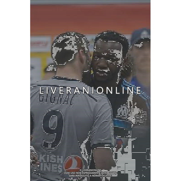 Andre Pierre Gignac / Steve Mandanda - 22.03.2015 - Lens / Marseille - 30eme journee de Ligue 1 Photo : Andre Ferreira / Icon Sport AG ALDO LIVERANI SAS ONLY ITALY