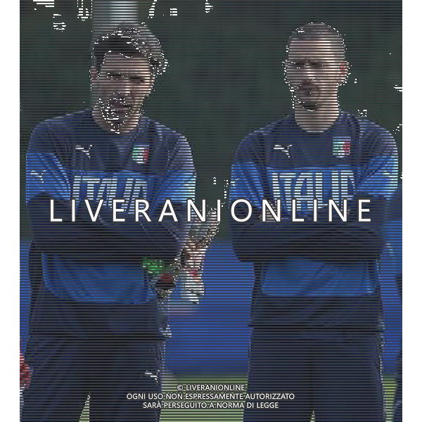 Raduno Nazionale Italiana Firenze - 23.03.2015 Allenamento Nella Foto:Bonucci leonardo -Buffon gianluigi /Ph.Vitez-Ag. Aldo Liverani