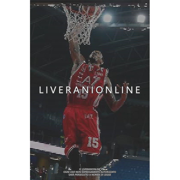 Consultinvest Pesaro vs EA7 Emporio Armani Milano, Campionato Lega Basket serie A1, 22 marzo 2015 nella foto Frank Elegar a canestro ©Zamagni/AGENZIA ALDO LIVERANI SAS