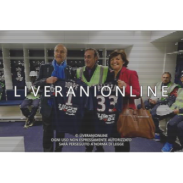 Alain Juppe / Jean Louis Triaud / Arielle Piazza - 23.03.2015 - Visite du Stade de Bordeaux - Photo : Caroline Blumberg / Icon Sport *** Local Caption *** AG ALDO LIVERANI SAS ONLY ITALY *** Local Caption *** AG ALDO LIVERANI SAS ONLY ITALY