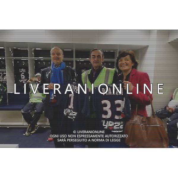 Jean Louis Triaud / Alain Juppe / Arielle Piazza - 23.03.2015 - Visite du Stade de Bordeaux - Photo : Caroline Blumberg / Icon Sport *** Local Caption *** AG ALDO LIVERANI SAS ONLY ITALY *** Local Caption *** AG ALDO LIVERANI SAS ONLY ITALY