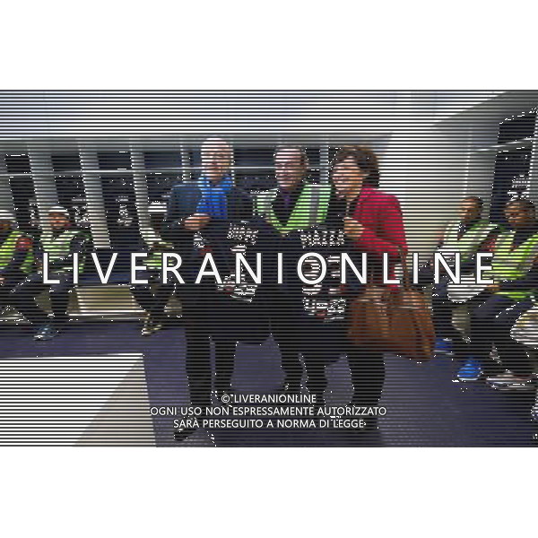 Jean Louis Triaud / Alain Juppe / Arielle Piazza - 23.03.2015 - Visite du Stade de Bordeaux - Photo : Caroline Blumberg / Icon Sport *** Local Caption *** AG ALDO LIVERANI SAS ONLY ITALY *** Local Caption *** AG ALDO LIVERANI SAS ONLY ITALY