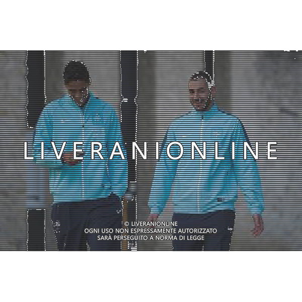 Raphael Varane / Karim Benzema - 23.03.2015 - Football - Entrainement France -Clairefontaine Photo : Andre Ferreira / Icon Sport AG ALDO LIVERANI SAS ONLY ITALY