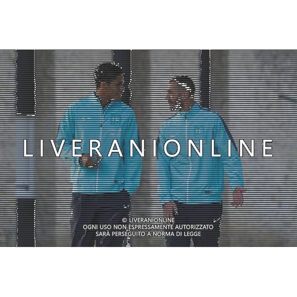 Raphael Varane / Karim Benzema - 23.03.2015 - Football - Entrainement France -Clairefontaine Photo : Andre Ferreira / Icon Sport AG ALDO LIVERANI SAS ONLY ITALY