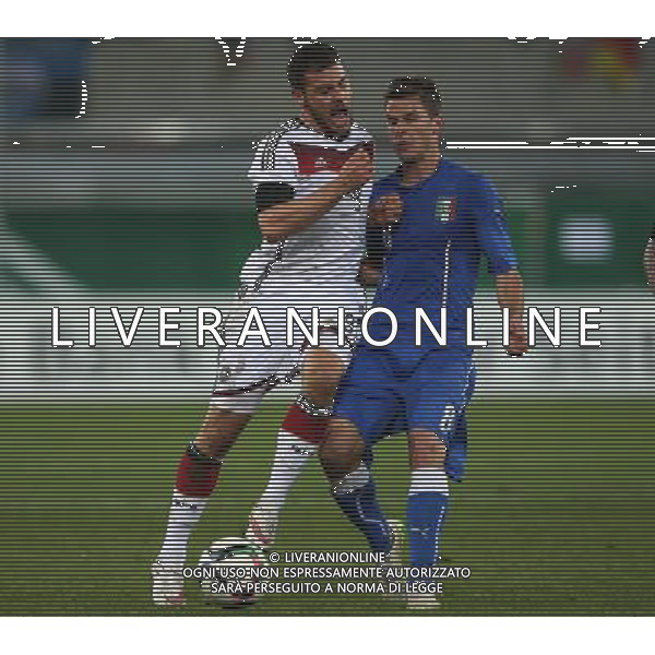 firo Fu§ball,Fussball, 27.03.2015 LŠnderspiel Nationalmannschaft, Saison U 23 Deutschland - Italien . Zweikampf Kevin Volland gegen Lorenzo Crisetig $worldrightsEs gelten unsere AGB, einsehbar auf www.firosportphoto.de copyright by firo sportphoto: /AGENZIA ALDO LIVERANI SAS - ITALY ONLY - EDITORIAL USE ONLY - GERMANIA - ITALIA UNDER 21