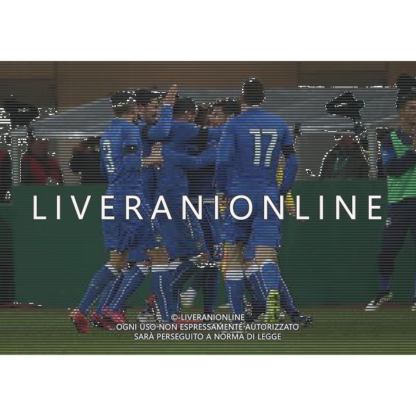 firo Fu§ball,Fussball, 27.03.2015 LŠnderspiel Nationalmannschaft, Saison U 23 Deutschland - Italien 2:2 Jubel Tor Italien $worldrightsEs gelten unsere AGB, einsehbar auf www.firosportphoto.de copyright by firo sportphoto: /AGENZIA ALDO LIVERANI SAS - ITALY ONLY - EDITORIAL USE ONLY - GERMANIA - ITALIA UNDER 21