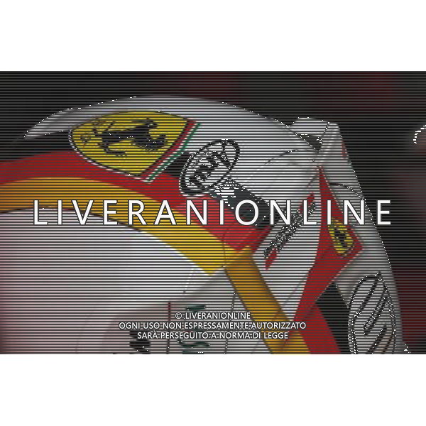 The helmet of Sebastian Vettel (GER) Ferrari. 28.03.2015. Formula 1 World Championship, Rd 2, Malaysian Grand Prix, Sepang, Malaysia, Saturday. - www.xpbimages.com, EMail: requests@xpbimages.com - copy of publication required for printed pictures. Every used picture is fee-liable. Â© Copyright: Batchelor / XPB Images/ONLY ITALY/Agenzia Aldo Liverani s.a.s.