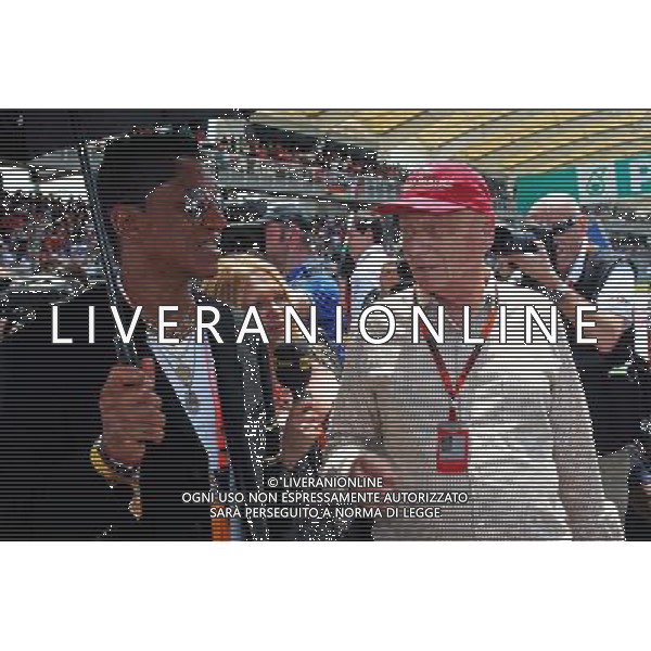 (L to R): Jermaine Jackson (USA) Singer with Niki Lauda (AUT) Mercedes Non-Executive Chairman. 29.03.2015. Formula 1 World Championship, Rd 2, Malaysian Grand Prix, Sepang, Malaysia, Sunday. /AGENZIA ALDO LIVERANI SAS - ITALY ONLY - EDITORIAL USE ONLY - GP F1 MALESIA GARA 29 MARZO 2015