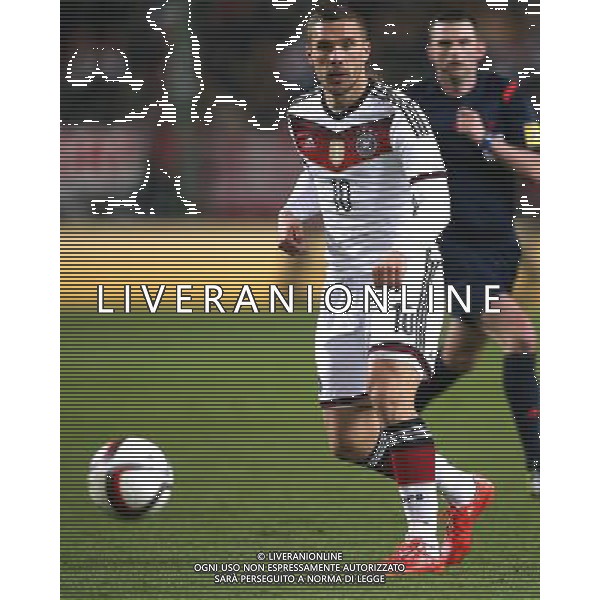 firo Fu§ball, Fussball, 25.03.2015 LŠnderspiel, Freundschaftsspiel, Testspiel Saison 2015/2016, Nati, Deutsche Nationalmannschaft Deutschland, GER - Australien, AUS 2:2 GER Lukas Podolski, Einzelaktion $worldrights Es gelten unsere AGB, einsehbar auf www.firosportphoto.de copyright by firo sportphoto: /AGENZIA ALDO LIVERANI SAS - ITALY ONLY - EDITORIAL USE ONLY - germania australia
