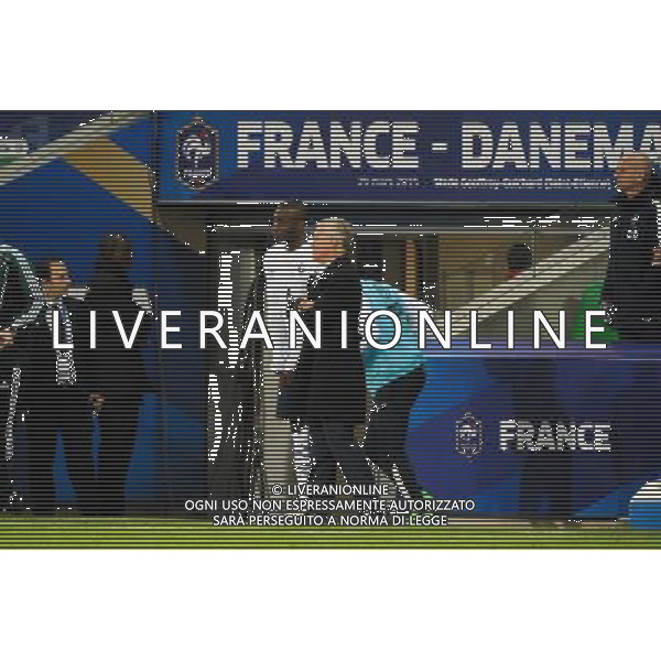 Josuha GUILAVOGUI / Didier DESCHAMPS - 29.03.2015 - France / Danemark - Match amical -Saint Etienne- Photo : Jean Paul Thomas / Icon Sport AG ALDO LIVERANI SAS ONLY ITALY
